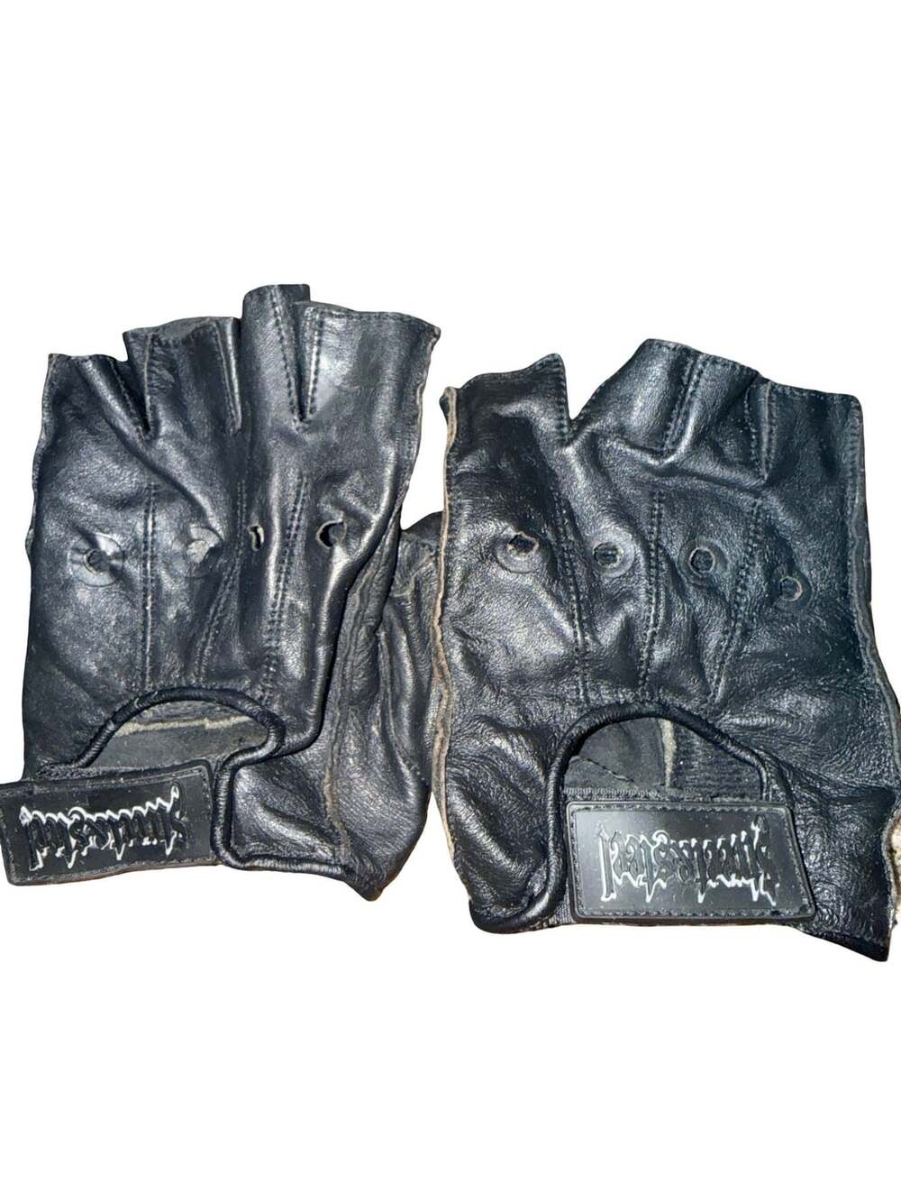 Street & Steel Fingerless Leather Gloves Size XXL Black Cowhide